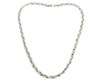 Italian Solid Sterling Silver Triple Strand Woven Necklace - 18"