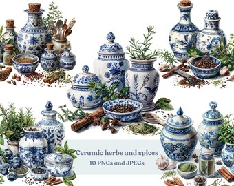 Watercolor Herbs and Spices Clipart: Cottagecore Food Illustrations (Digital Download)