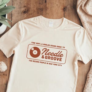Needle & Groove Tee: Retro Rock Band Oversized T-Shirt, Vintage Vinyl Collector Gift