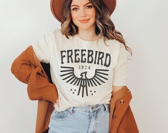 Free Bird Graphic Tee: Retro Rock Band Oversized T-Shirt