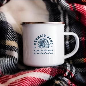Mermaid Gang Wild Swimmer Enamel Mug Coffee Mug Dryrobe No Knickers Tea Mug Sea Swimmer Gift