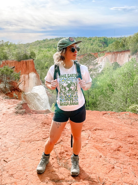 Make Earth Green Again T-Shirt: Retro Earth Day Tee, Hiking Shirt, Granola Girl Clothes