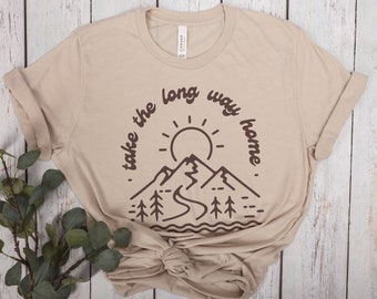 Uniseks T-shirt Scenic Route: wandelshirt granola-meisje Forestcore