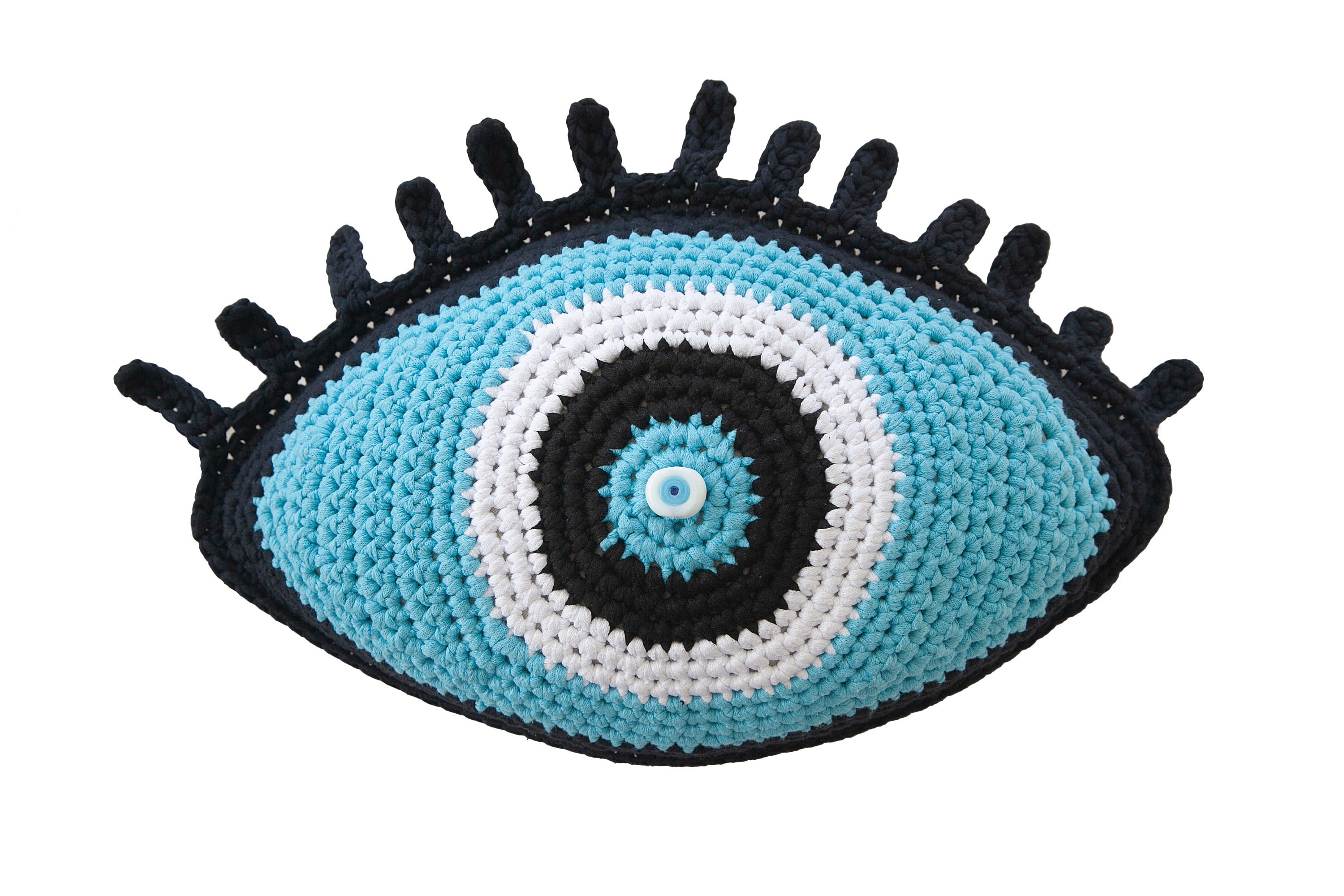 Evil eye pillow / Evil eye cushion with tassels / Crochet Etsy