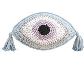 Crochet pillow Evil eye pillow Throw pillow Lumbar pillow Greek eye pillow Evil eye cushion Evil eye crochet pillow 10x16 in.