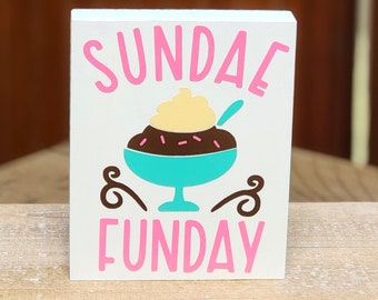 Tiered Tray Ice Cream Sign, Summer Tiered Tray, Countertop Decor, Mini Signs, Shelf Sitters
