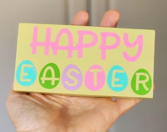 Easter Tiered Tray Decor, Happy Easter Sign, Spring Farmhouse Decor, Pastel Easter Decorations, Easter Gift, Wooden Easter Sign