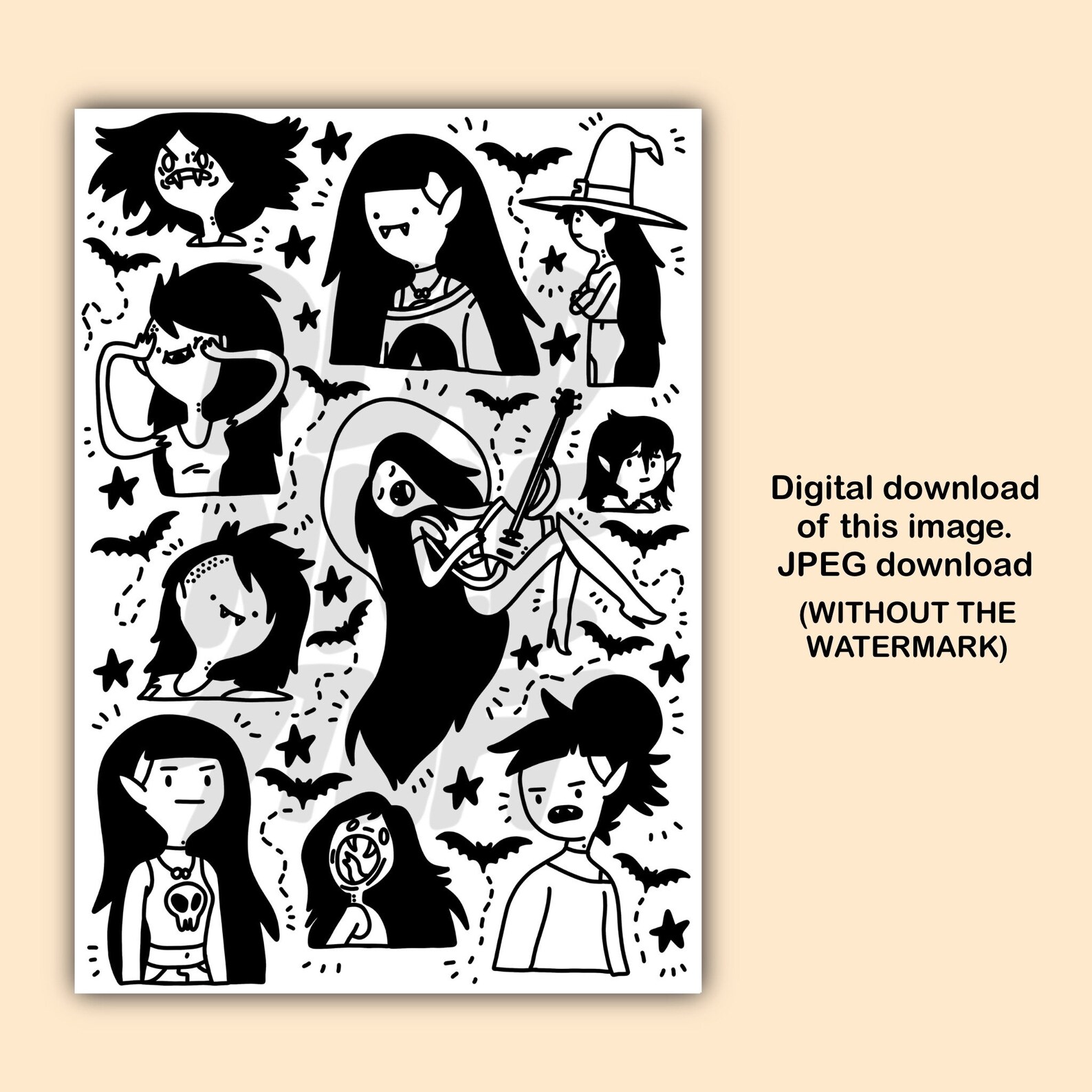 Marceline Adventure Time Colouring Sheet Pages DIGITAL | Etsy