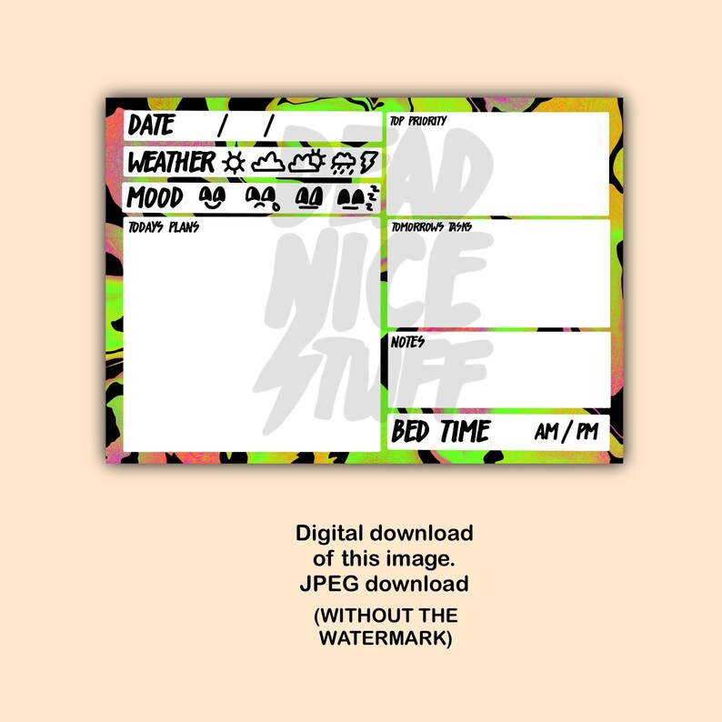 Mood Tracker DIGITAL DOWNLOAD Day Planner
