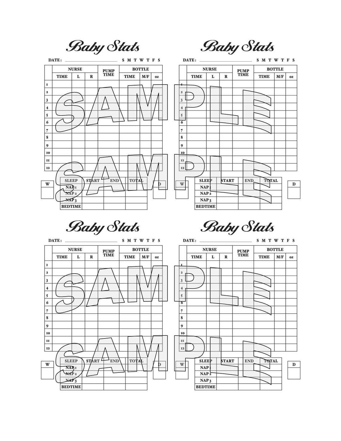 Printable Baby Schedule Tracker For The Working Mom Who Etsy