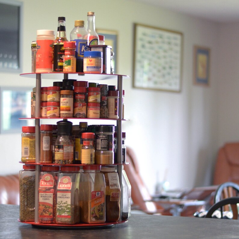 All Steel Construction Spice Rack Turntable Multi Tier Blue Lazy Susan 16 Diameter Professional Commercial Quality