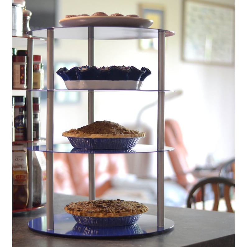 All Steel Construction Spice Rack Turntable Multi Tier Blue Lazy Susan 16 Diameter Professional Commercial Quality