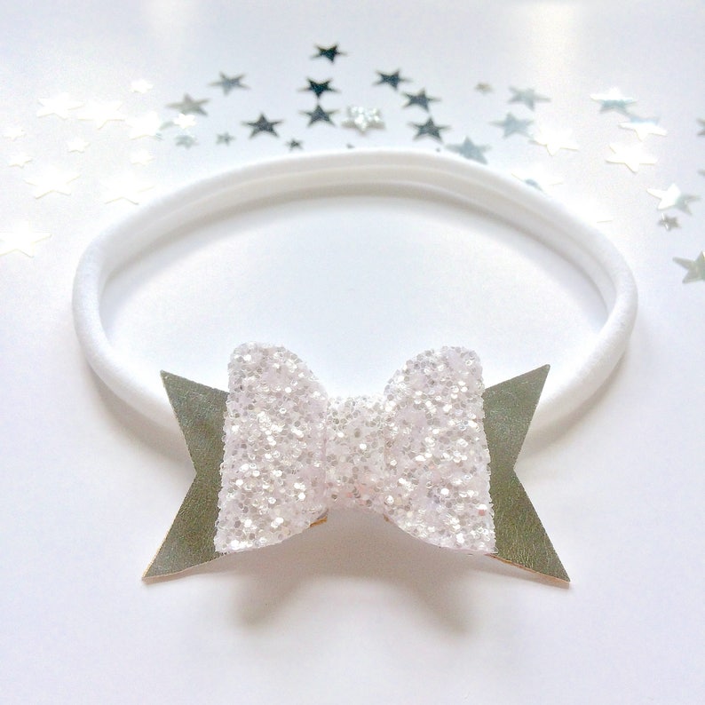 Polka Dot Bow Gold Glitter Bow Bow Clip Glitter Bow Bow Headband Silver Glitter Bow Glitter Bow Headband Glitter Headband