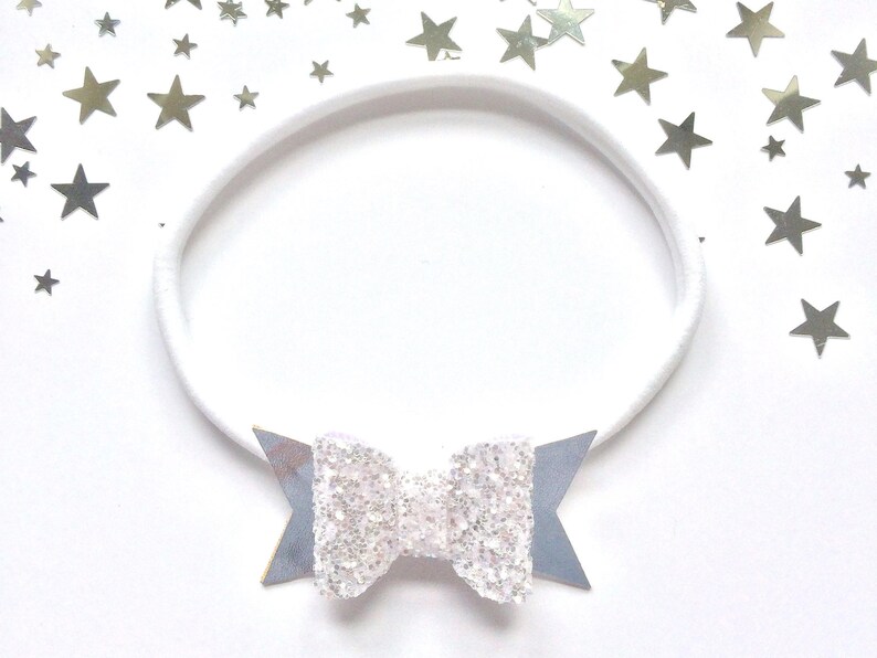 Polka Dot Bow Gold Glitter Bow Bow Clip Glitter Bow Bow Headband Silver Glitter Bow Glitter Bow Headband Glitter Headband