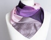 vintage scarf, Square scarf, plaid scarf, polyester scarf, women scarf 68cm 26 quot geometric scarf purple pink