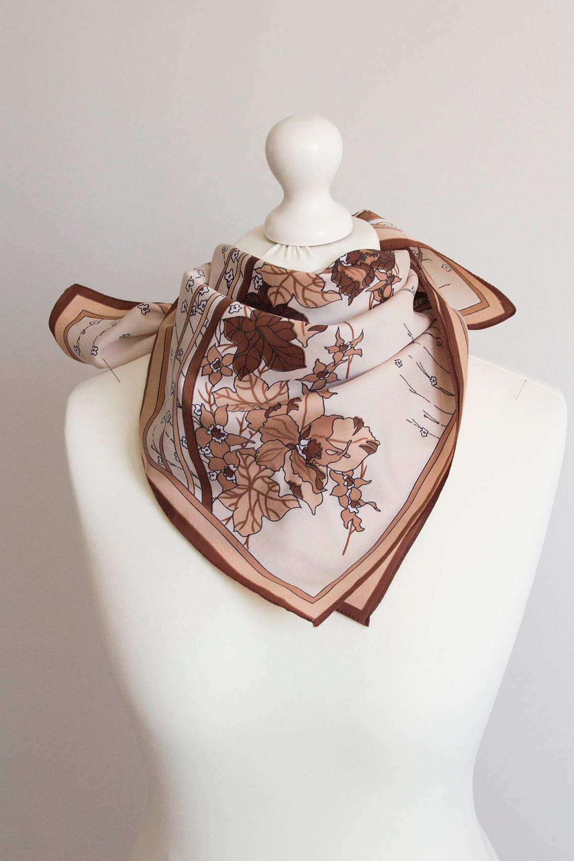 Vintage Square scarf polyester scarf women scarf shawl 66cm Etsy