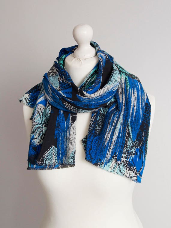 vintage Long scarf rectangle silk scarf fabric women scarf Etsy