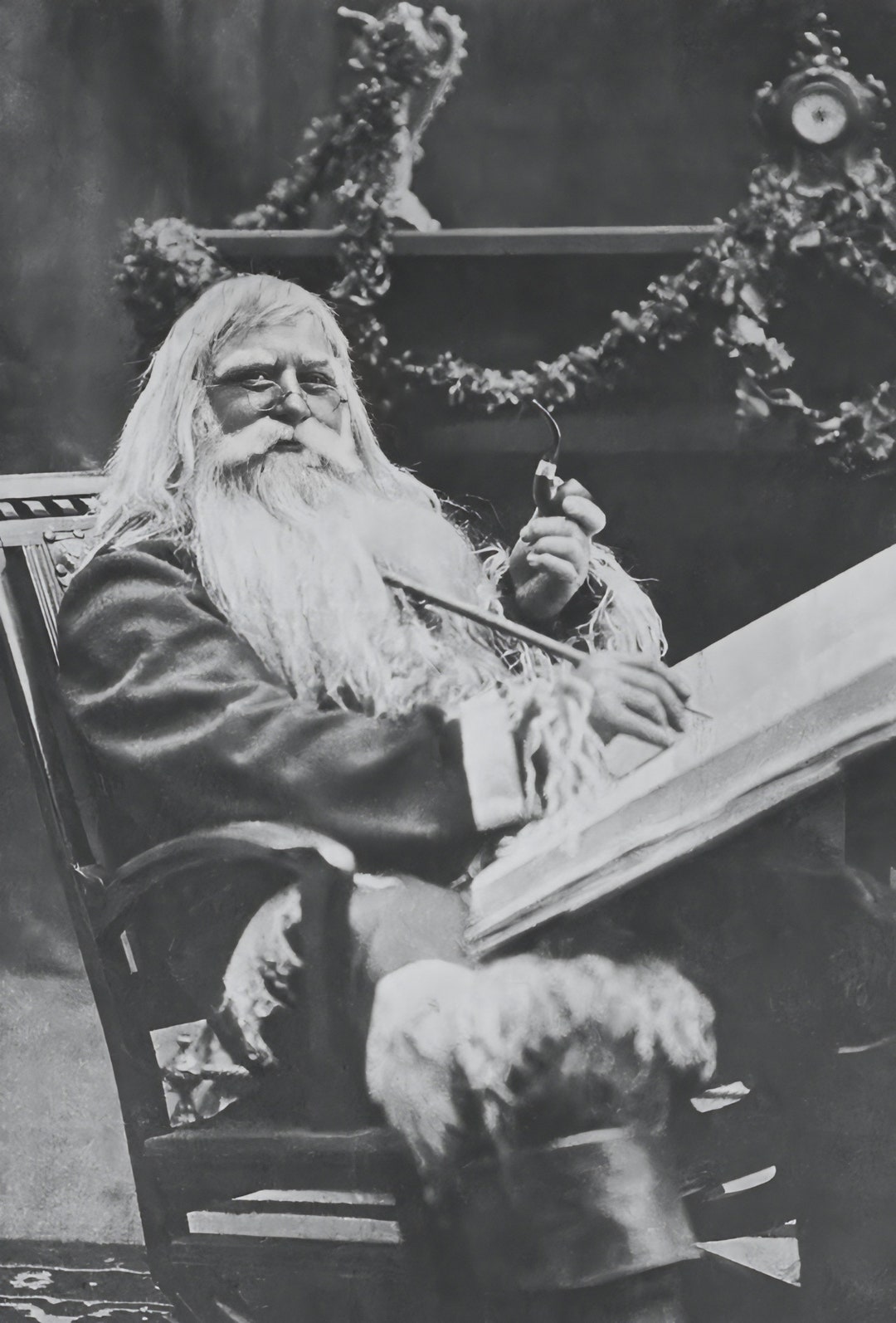 A Early 1900s Photo of Santa Claus Checking His List - Etsy