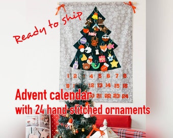 Felt advent calendar including 24 ornaments READY TO SHIP