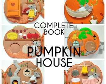 Pumpkin house dollhouse quiet book, woodland busy book, boy, girl and toddler