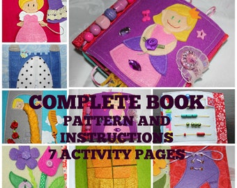 Quiet book pattern No3, princess theme, for girls toddlers age 1-4, all loose parts tethered