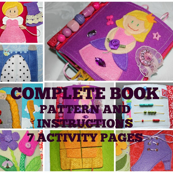 Quiet book pattern No3, princess theme, for girls toddlers age 1-4, all loose parts tethered