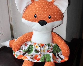 Fabric fox doll, customised rag doll, soft toy, made to order