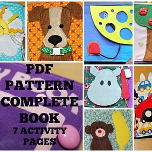 Quiet book pattern and instructions, complete book, 7 activity pages