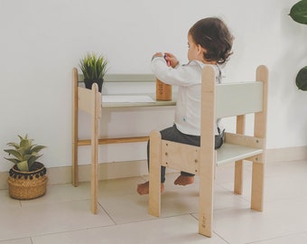 Bureau et chaises pour enfants, cadeaux pour enfants, table Montessori, meubles de chambre pour enfants, bureau pour tout-petits, meubles Montessori, réglable