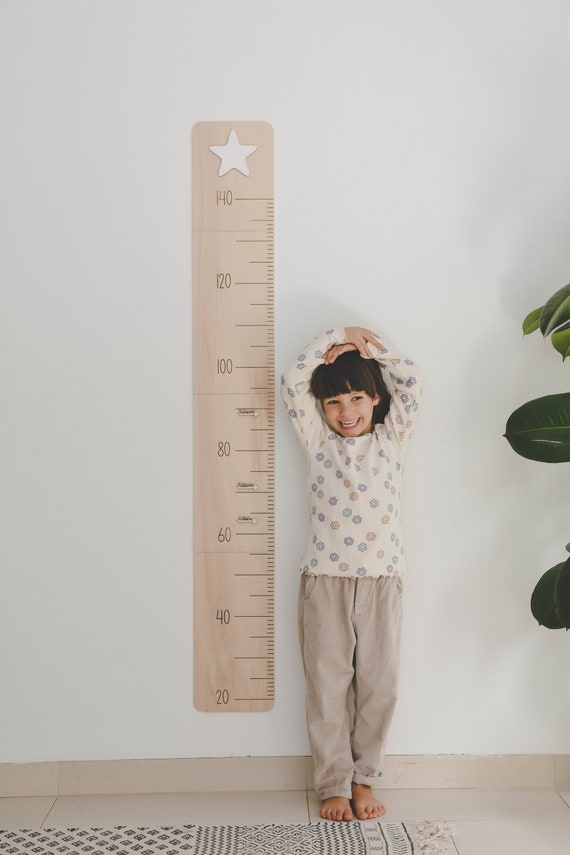 Height Ruler - Personalised Wooden Growth Record - Growth Chart - Neutral Nursery Decor - Minimalist - Wooden Family growth