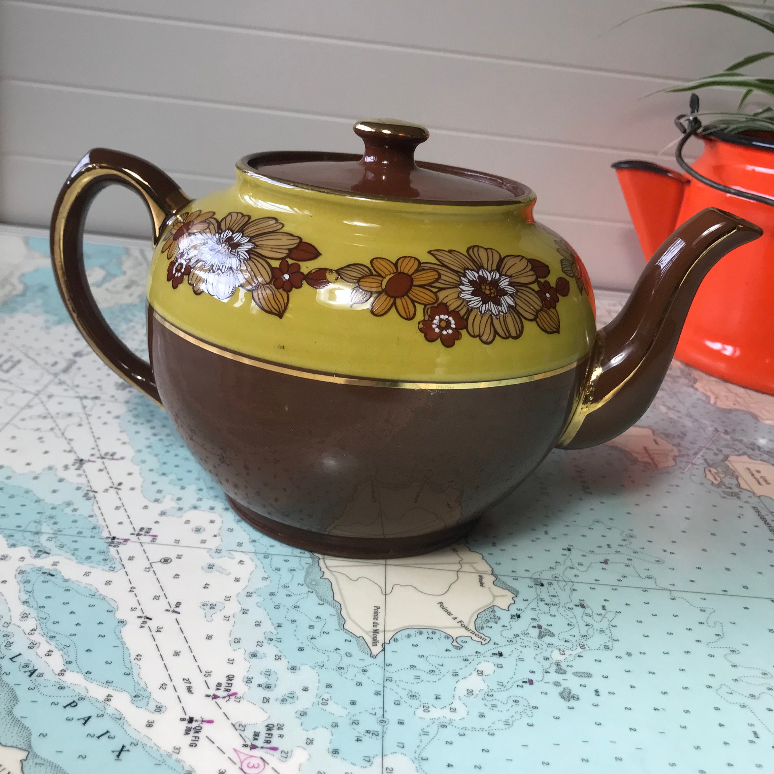 Sadler England Numbered Fruit Gold Gilded Teapot lagoagrio.gob.ec