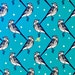 Bluebird Fabric | Sateen | Japanese Import | Gold Metallic | Unique Bird Print | Bumble Bee | Swallows | Teal | Polka Dots | Seven Islands