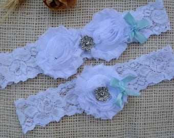 White Wedding Garter, White Garter Belt, Bridal Garter Set, White Lace Garter, Keepsake Garter, Shabby White Garter, Elegant Wedding Garter