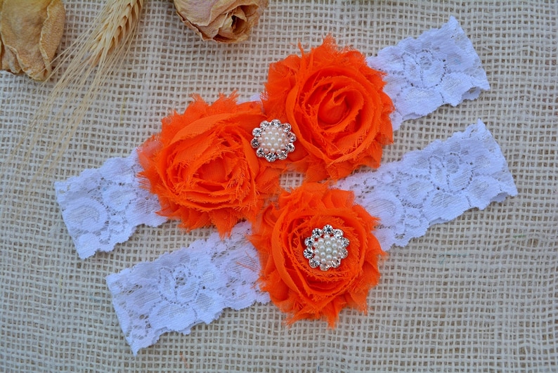 Orange Garter Set Orange Garter Belt Bridal Clothing Lace - Etsy