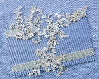 Ensemble de jarretière jarretière de mariage Champagne, ensemble de jarretière de mariée, jarretières en dentelle Ivoire, jarretières de mariée, jarretière de mariées, ensemble de jarretière Ivoire, Lingerie en dentelle