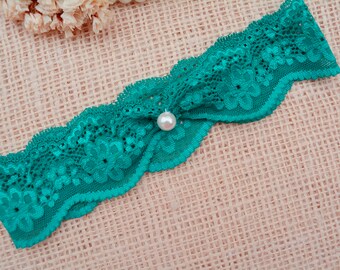 Wedding Keep Toss Teal Green Garter Lace White Pearl For Bride, Pearl Accessories, Wedding Garter Green, Lace Garter Belt, Toss Keep Garter