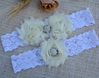 Ivory, Garter, Set, White, Bridal, Wedding Garter, Garter Set, Garter Gift, Bridal Garter, Bridal Set, Keepsake Garter, Ivory Bridal Garter