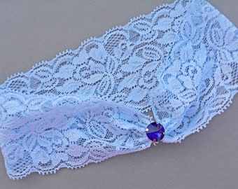 Wedding Garter Light Blue Lace &  Royal Blue Rhinestone For Bride Crystal Accessories Wedding Garter Blue Lace Garter Blue, Blue Garter Belt