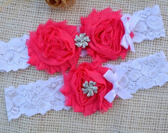 Pink Garter Set, Hot Pink Garter, Pink Bridal Clothing, Garter Pink, Garter For Brides, Romantic Garter, Lace Garter Set, Pink Keep Garter