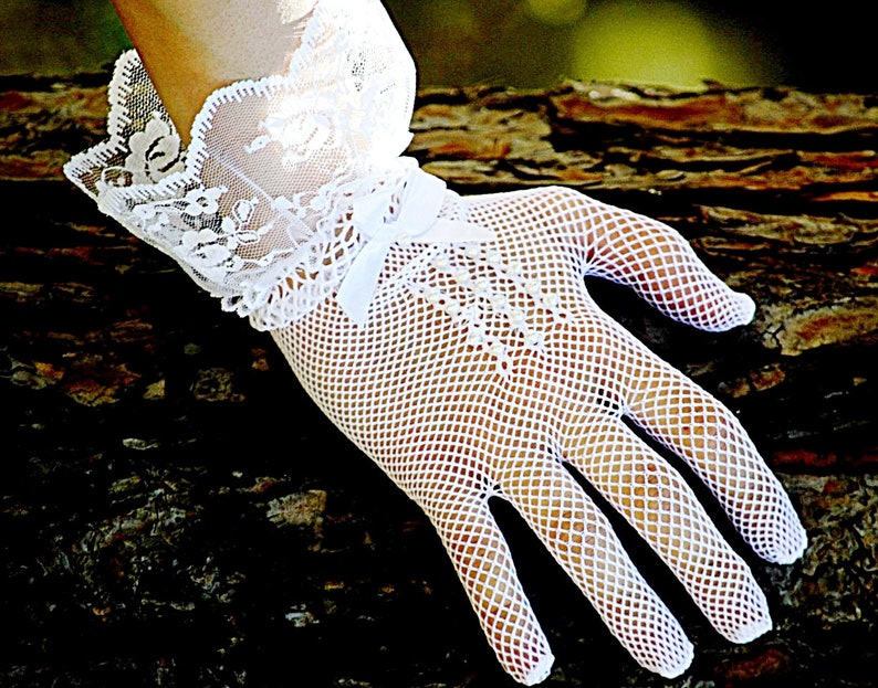 White Lace Gloves Bride Gloves Net Gloves Bridal Gloves Etsy