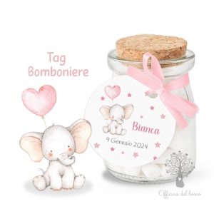 BIGLIETTO bomboniera - Tag rotondo è nato - NO VASETTO rosa e azzurro, nascita bambino - baby personalizzabili - bomboniera per battesimo