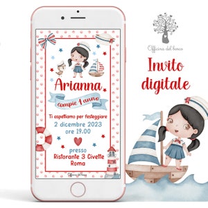 Invito digitale Orsetto Marinaio per BAMBIN0 o BAMBINA, mare, orsetto, invito festa, invito Battesimo, invito primo compleanno, compleanno