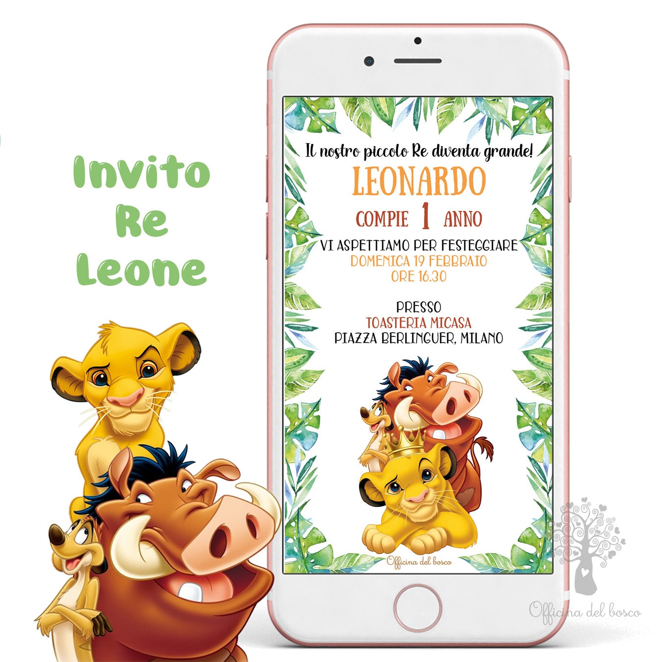 Invito DIGITALE SIMBA invito festa whatsapp personalizzabile invito festa  party kit, Battesimo, compleanno, comunione, cresima, re leone