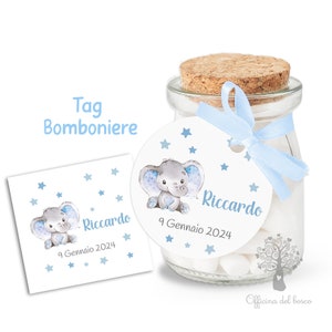 BIGLIETTO bomboniera - Tag rotondo è nato - NO VASETTO rosa e azzurro, nascita bambino - baby personalizzabili - bomboniera per battesimo