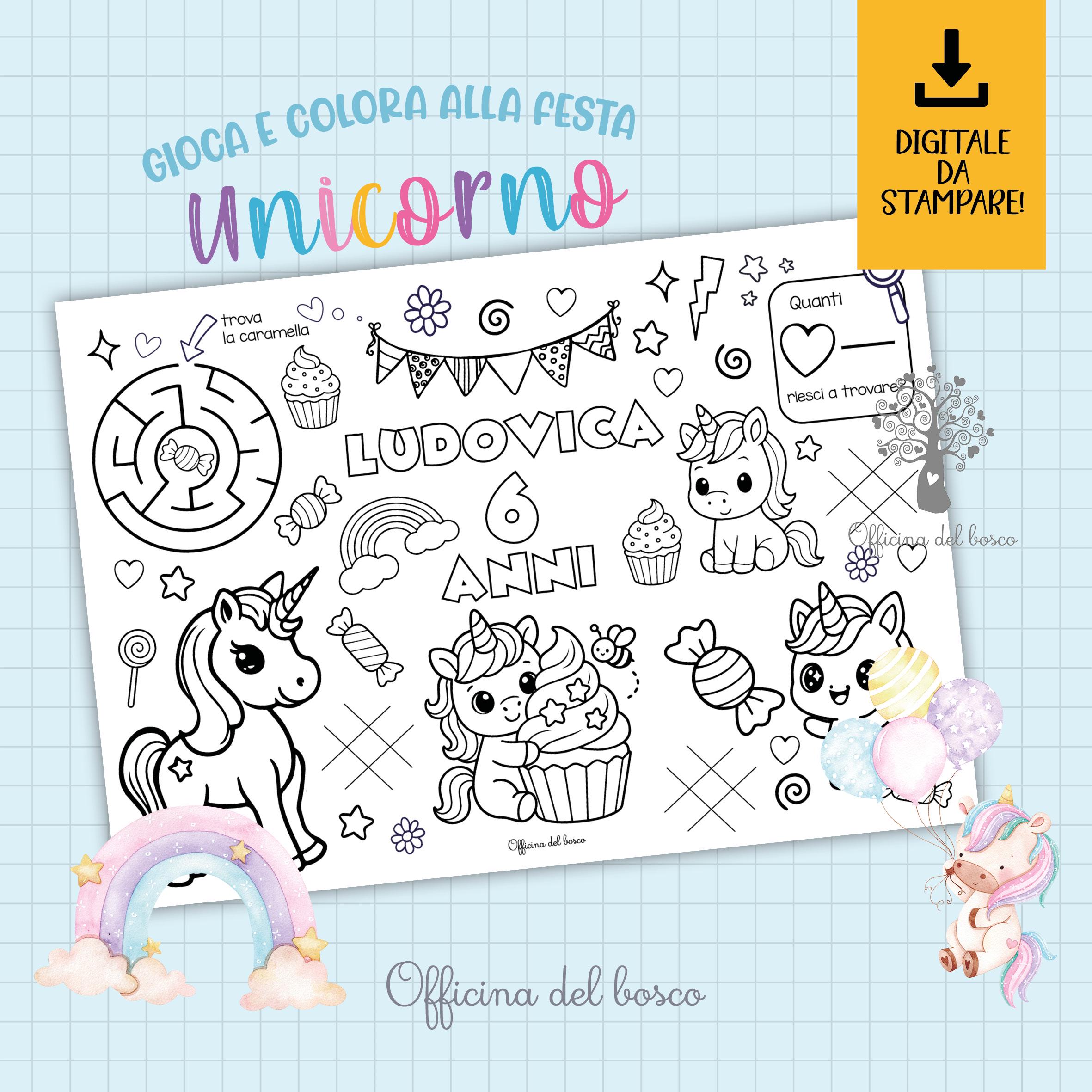 Unicorn Party Coloring Page, Printable Personalized Activity Page for ...
