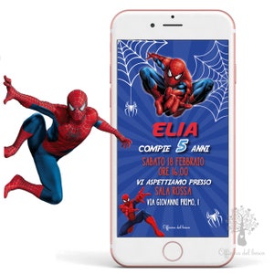 Invito SUPER EROE SPIDERMAN - Biglietto invito festa supereroi party kit, Nascita, Battesimo, compleanno, comunione, cresima