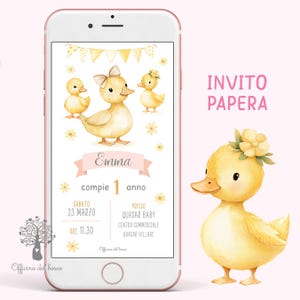 Invito Digitale PULCINO o PAPERA whatsapp - Biglietto invito festa  Invito primo compleanno, Battesimo, compleanno, rosa, comunione