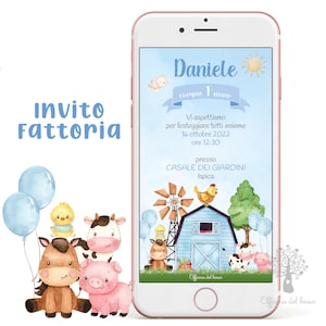 Invito FATTORIA festa personalizzabile  invito festa party kit, Battesimo, compleanno, 1 anno, 2 anni