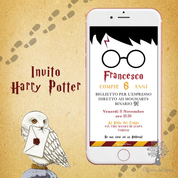 Biglietto inviti Harry Potter digitale whatsapp Festa