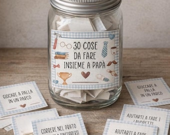 Crea il barattolo per papà, DIGITALE con 30 giochi e attività, festa del papà, compleanno, Natale, super papà, idea regalo, crea ricordi